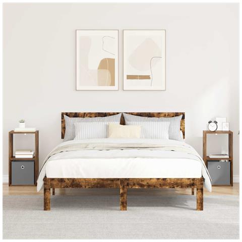 Comodino con cassetto 2 pcs Rovere fumé 30,5 x 27 x 59,5 cm - Foto 2