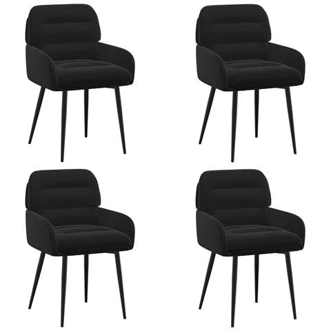 Sedie da pranzo 4 pcs Velluto (V) Nero 59 x 59,5 x 90 cm - Foto 1