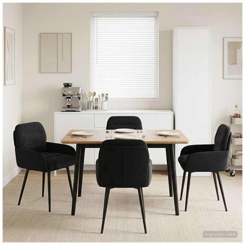 Sedie da pranzo 4 pcs Velluto (V) Nero 59 x 59,5 x 90 cm - Foto 2