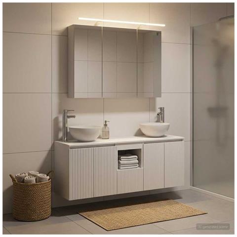 Set di Armadi da Bagno 4 pcs Bianco 100 x 14,5 x 70 cm - Foto 2