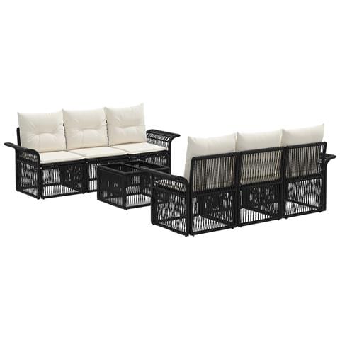 Set Divano da Giardino 7 pz Nero polyrattan - Foto 1