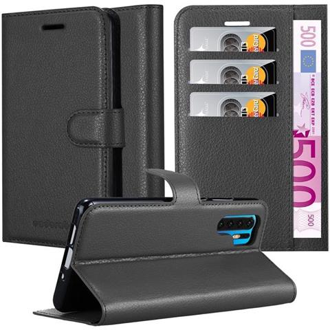 Custodia Compatibile Con Huawei P30 Pro In Nero Carbone - Coperchio Protettiva Con Chiusura Magnetica, Funzione Stand E Tasca Per Le Carte - Foto 1