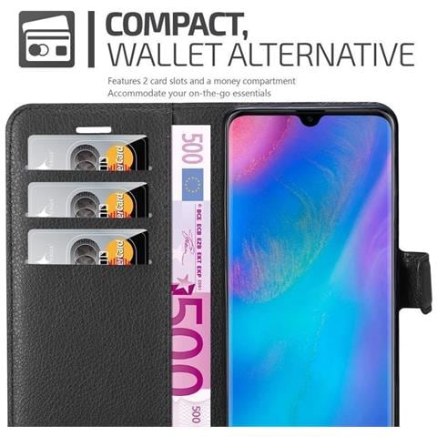 Custodia Compatibile Con Huawei P30 Pro In Nero Carbone - Coperchio Protettiva Con Chiusura Magnetica, Funzione Stand E Tasca Per Le Carte - Foto 2