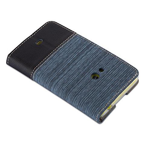 Custodia Compatibile Con Nokia Lumia 625 In Blu Scuro Nero - Coperchio Protettiva Con Chiusura Magnetica, Funzione Stand E Tasca Per Le Carte - Foto 2