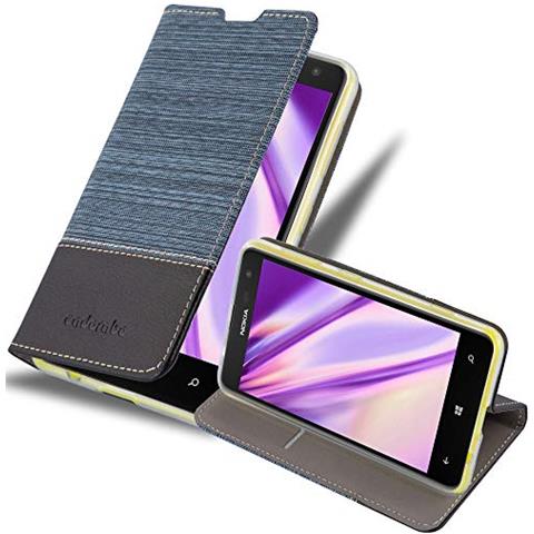 Custodia Compatibile Con Nokia Lumia 625 In Blu Scuro Nero - Coperchio Protettiva Con Chiusura Magnetica, Funzione Stand E Tasca Per Le Carte - Foto 1