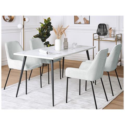 Set Di 2 Sedie Da Pranzo In Velluto A Coste Verde Menta Loverna - Foto 16