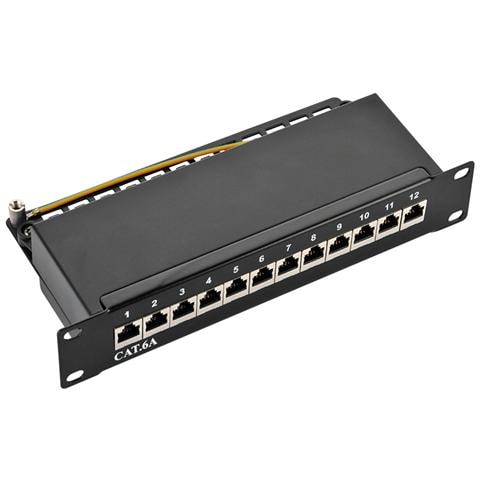 NP0052B, Nero, Acciaio, 10 Gigabit Ethernet, 1U, Cat. 6A STP, ISO / IEC 11801, TIA / EIA 568C. 2 - Foto 1