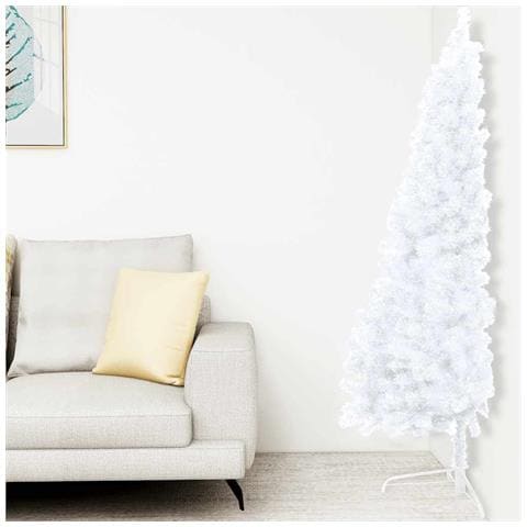 Set Albero Natale Artificiale a Metà LED Palline Bianco 120cm - Foto 2