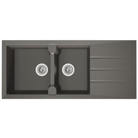 Einbau-kchensple Mit 2 Behltern + 1 Aloa-abtropfflche - Kunststoff - 116 X 50 Cm - Betongrau - Foto 1