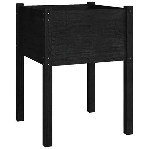 Fioriera Da Giardino Nera 50x50x70 Cm Legno Massello Di Pino - Foto 2