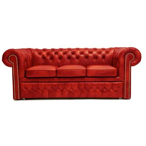 Divano Chesterfield Letto Chesterfield First Class - 3 Posti - Rosso - Pelle - Foto 7