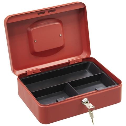Elegant C9234 Cassetta Di Sicurezza Con Chiave Per Contare E Trasportare Denaro | Cassetta Portavalori In Acciaio Con Vassoio Portamonete | Cassaforte Portatile De 25 Cm Di Larghezza | Rossa - Foto 3