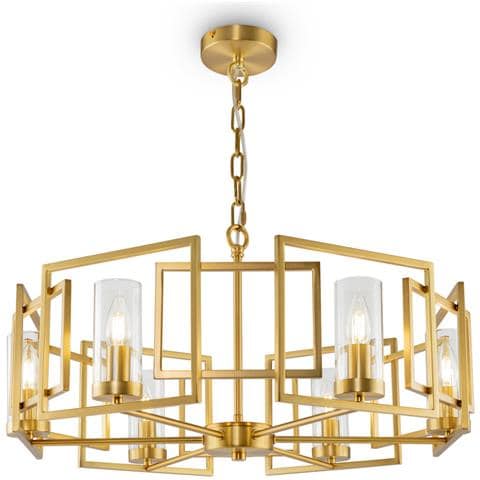 Lampadario Contemporaneo Bowi Struttura In Metallo Colore Oro 6 Luci - Foto 2