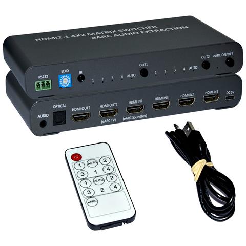 Switch Matrix HDMI 4×2 8K con Estrattore Audio Esterno - Foto 1