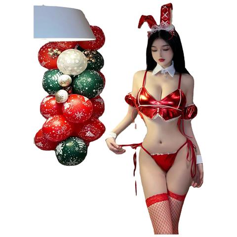 Set Di Biancheria Intima Pethuel Uniforme Natalizio E Calze Qqfz-b46-0509-1 Rosso - Foto 1