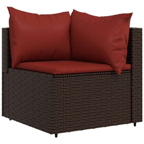 Divano Angolare da Giardino con Cuscini in Polyrattan Marrone - Foto 1