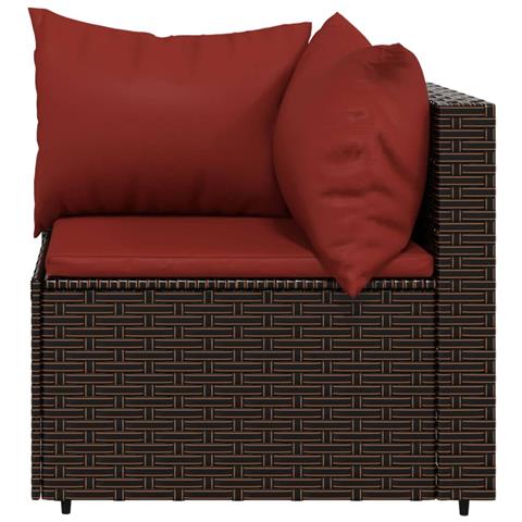 Divano Angolare da Giardino con Cuscini in Polyrattan Marrone - Foto 2