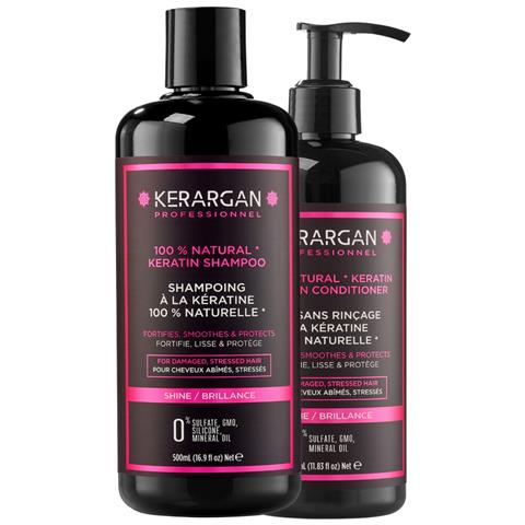 Duo Shampoo E Trattamento Senza Risciacquo Alla Cheratina Per Capelli Danneggiati E Stressati - Fortifica, Leviga E Protegge - Senza Solfati, Parabeni E Siliconi - 500ml + 350ml - Foto 1