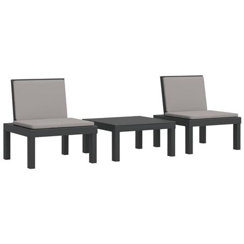 Set Salotto da Giardino 3 pz con Cuscini Antracite in PP - Foto 1