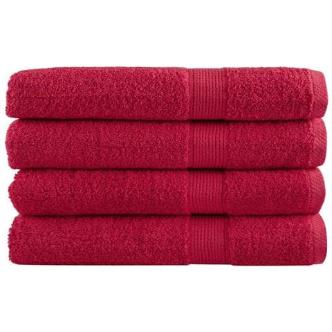 Asciugamani Premium SOLUND 4 pz Rossi 100x200 cm 600 g /m² - Foto 1