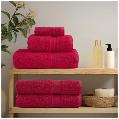 Asciugamani Premium SOLUND 4 pz Rossi 100x200 cm 600 g /m² - Foto 3