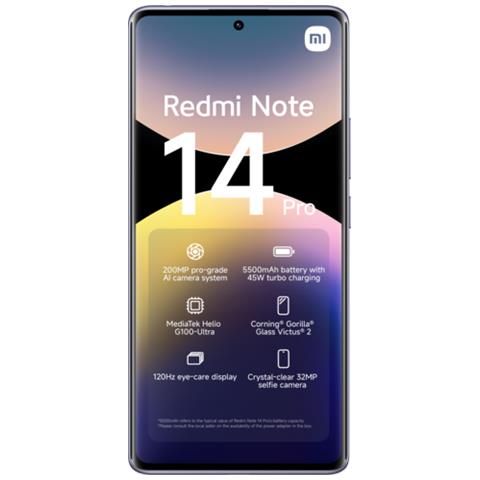 Redmi Note 14 Pro 4G 256GB 8GB Ram Display 6.67" Main Camera 200MP Dual SIM ibrida USB tipo-C Helio G100-Ultra 5500 mAh Aurora Purple - Foto 2