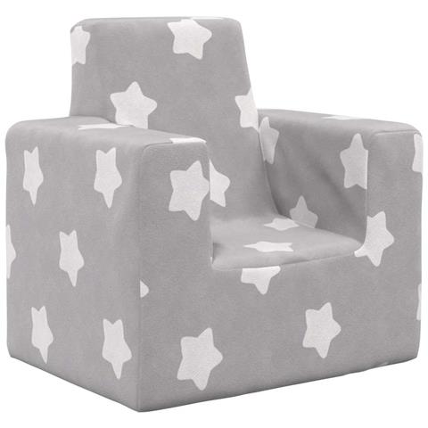 Divano per Bambini Grigio Chiaro con Stelle in Morbido Peluche - Foto 1