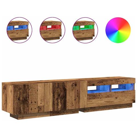 Mobile Porta TV con LED Legno Antico 180x35x40 cm Truciolato - Foto 1