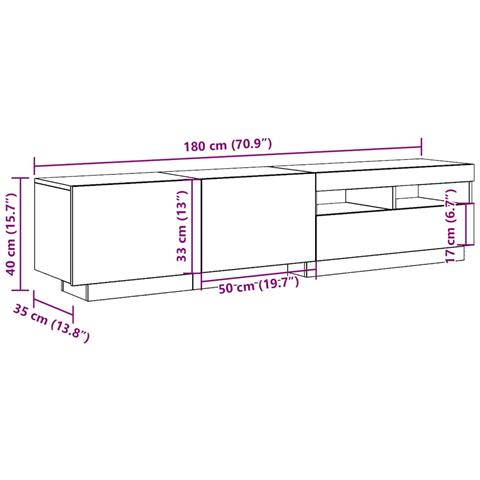 Mobile Porta TV con LED Legno Antico 180x35x40 cm Truciolato - Foto 10