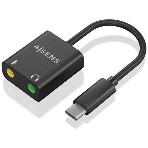 AISENS A109-0767, USB-C, 2x 3.5 mm, 0,1 m, Nero - Foto 1