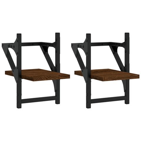 Mensole A Parete Con Aste 2pz Rovere Marrone 20x25x30 Cm - Foto 2