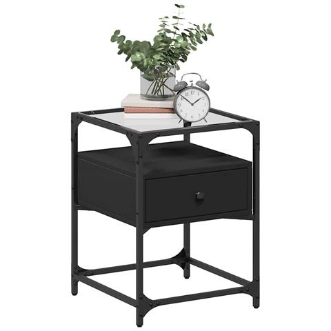 Comodino Nero 40x40x55 Cm In Legno Multistrato - Foto 3