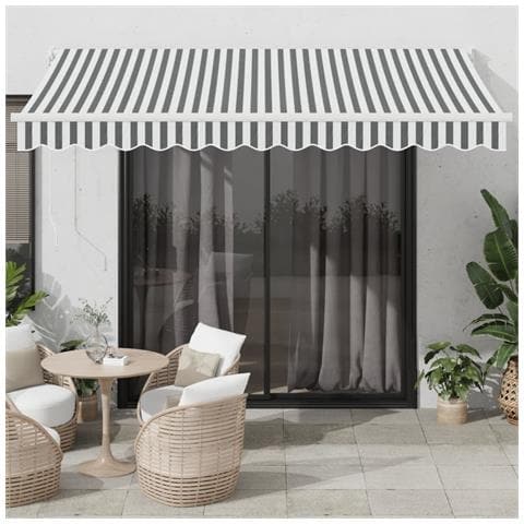 Tenda Retrattile Antracite E Bianca 3,5x2,5m Tessuto/alluminio - Foto 1