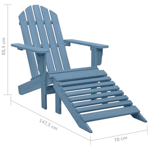 Lusso Casadino -  Sedia Giardino Adirondack Con Ottomana Massello Di Abete Blu - Foto 8