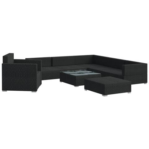 Set Divani Da Giardino 8 Pz Con Cuscini In Polyrattan Nero - Foto 2