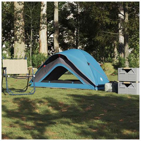 Tenda da Campeggio per 1 Persona Blu Impermeabile - Foto 1