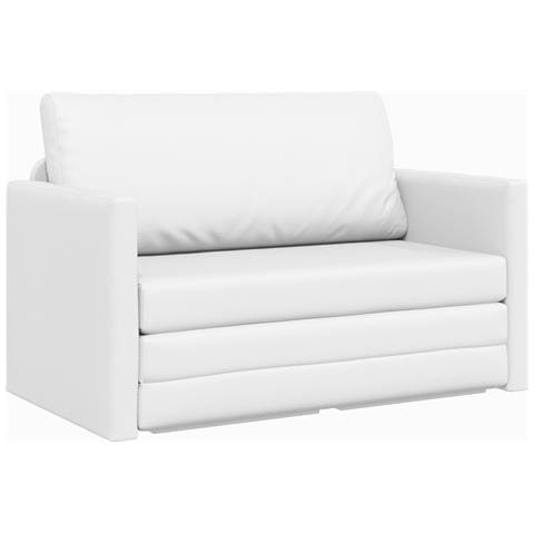 Divano Letto a Pavimento 2-in-1 Bianco 124x71x78 cm Pelle Artificiale - Foto 1