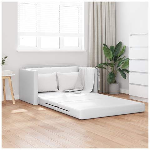 Divano Letto a Pavimento 2-in-1 Bianco 124x71x78 cm Pelle Artificiale - Foto 2