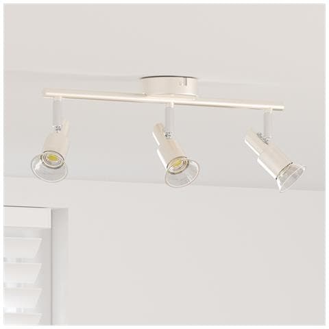 Faretto da soffitto 3 Vie Regolabile Nichel Spazzolato GU10 - Foto 2