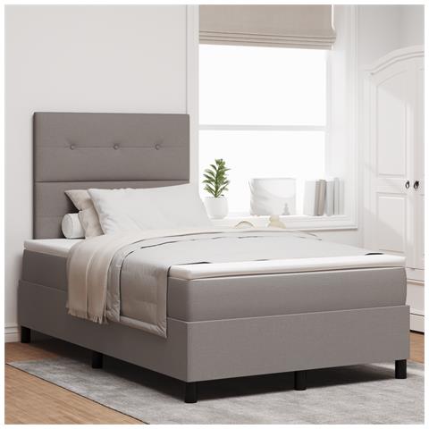 Letto Box Spring con Materasso Tortora Matrimoniale Piccolo in Tessuto - Foto 2