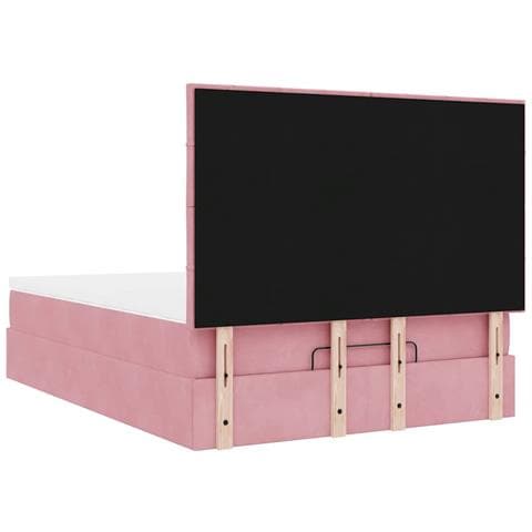 Struttura Letto Pouf con Materassi Rosa 140x200 cm in Velluto - Foto 9