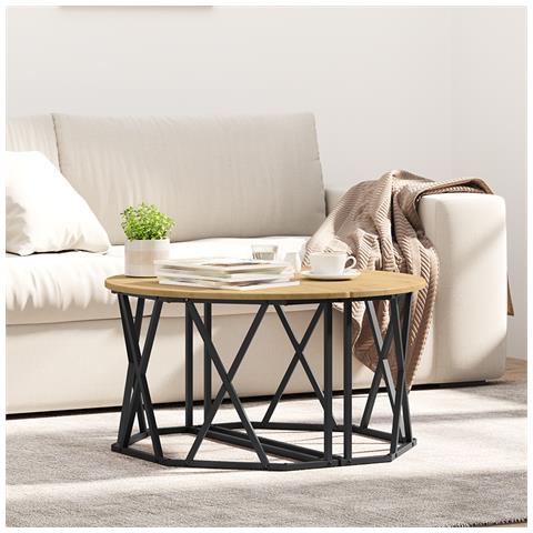Tavolino da caffè in rovere artigianale 31.5x31.5x16.5 pollici realizzato in legno ingegnerizzato - Foto 2