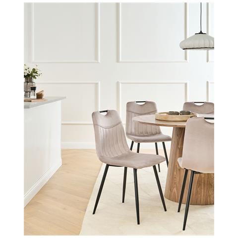 Set Di 4 Sedie Da Pranzo Argyle Velluto Tortora - Foto 1
