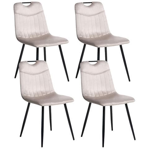 Set Di 4 Sedie Da Pranzo Argyle Velluto Tortora - Foto 2