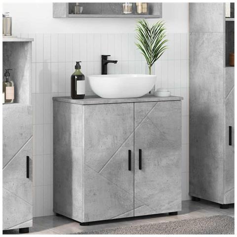 Mobile da Bagno con lo scaffale Grigio cemento 61 x 35 x 64 cm - Foto 2