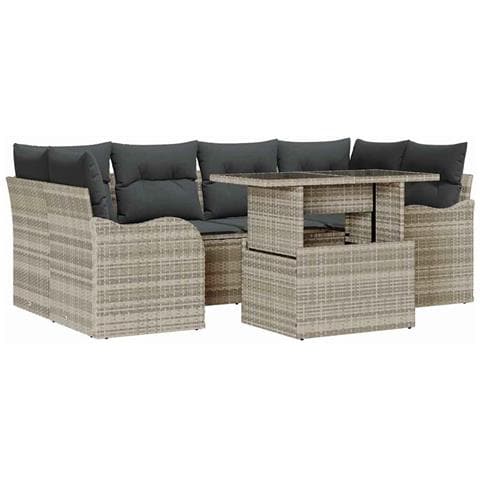 Set Divano da Giardino 7 pcs Grigio chiaro 100 x 55 x 73 cm - Foto 1