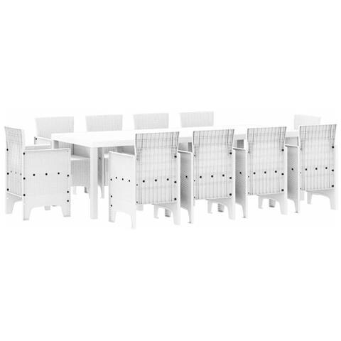 Set da Pranzo per Giardino 11 pcs Bianco Rattan Polt - Foto 1