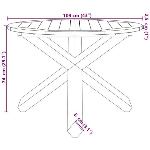 Tavolo da Giardino Ø109x74 cm in Legno Massello di Teak - Foto 9
