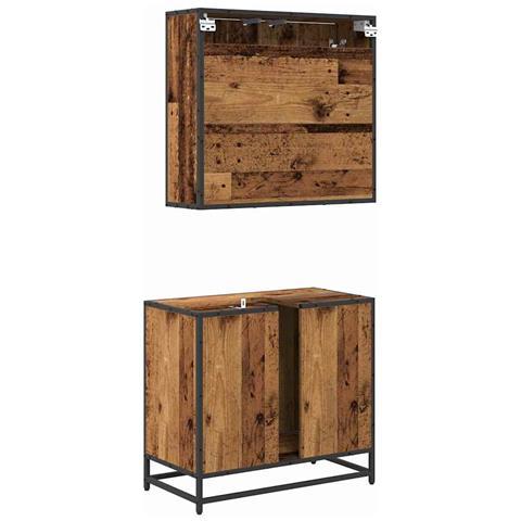 Set di mobili per il bagno 2 pcs Legno vecchio 65 x 33 x 60 cm - Foto 9