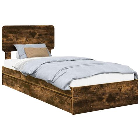 Letto con Contenitore Rovere fumé 75 x 190 cm Legno multistrato - Foto 1